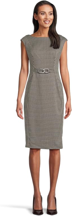 Cap Sleeve Ponte Belted Sheath