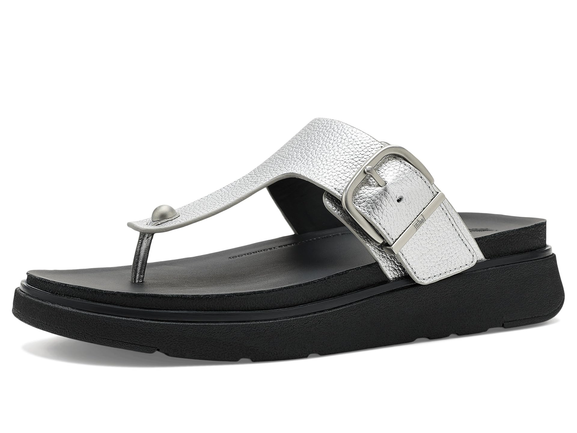 Gen FF Buckle Tumbled Leather Toe Post Sandals