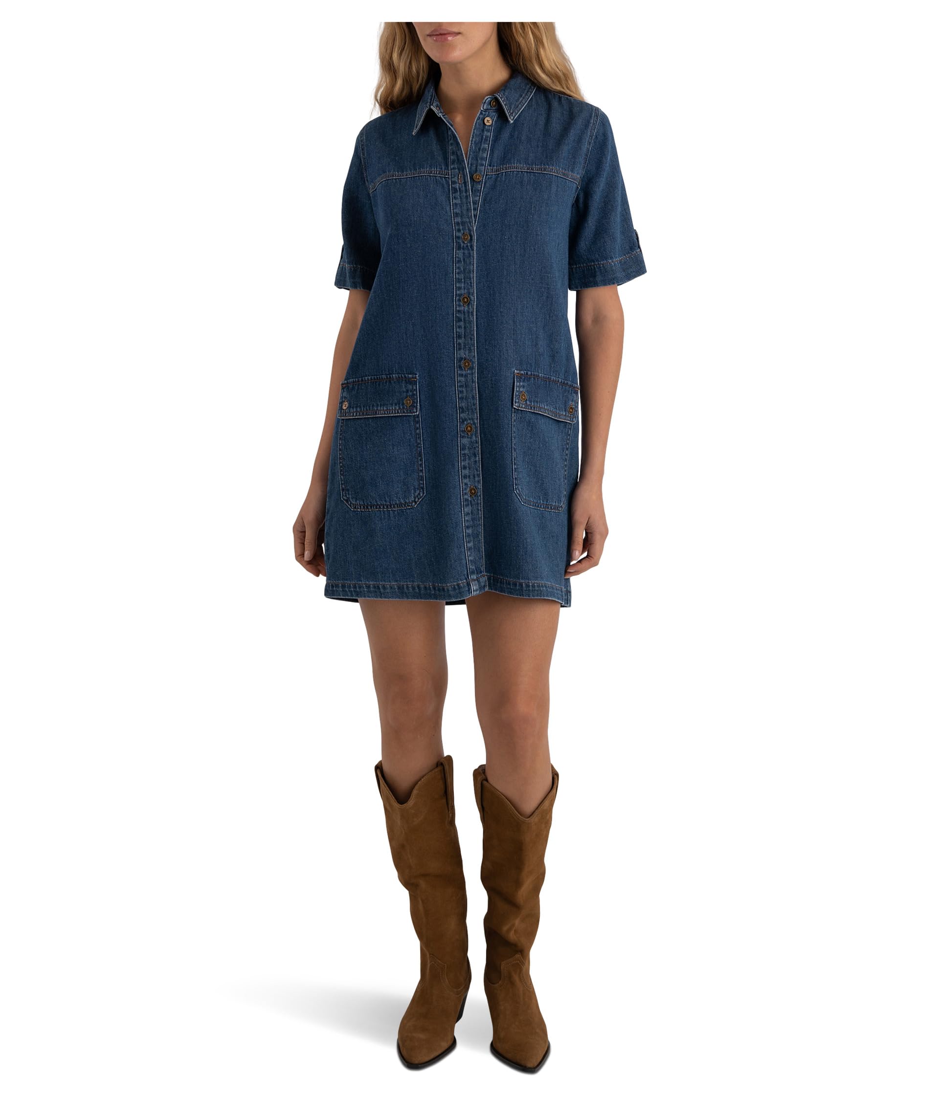 Женское платье KUT from the Kloth Eliza-Rolled Up Sleeve Tab with Front Opening