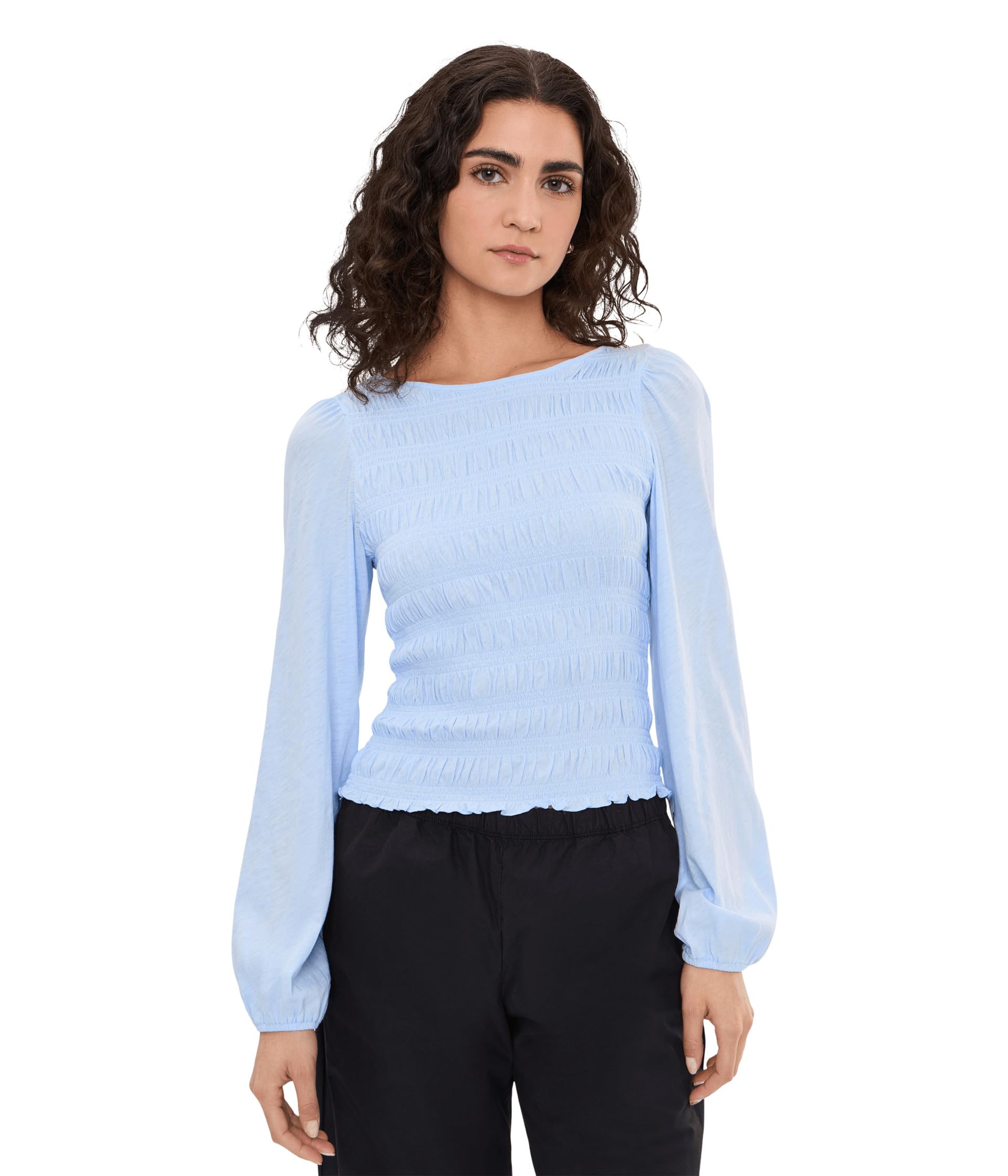 Smocked Boatneck Top