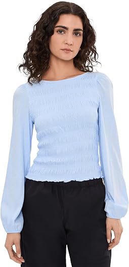 Smocked Boatneck Top