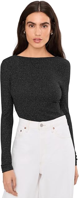 Женский топ Madewell Bria Long Sleeve Open Back Snit Rib Sparkle
