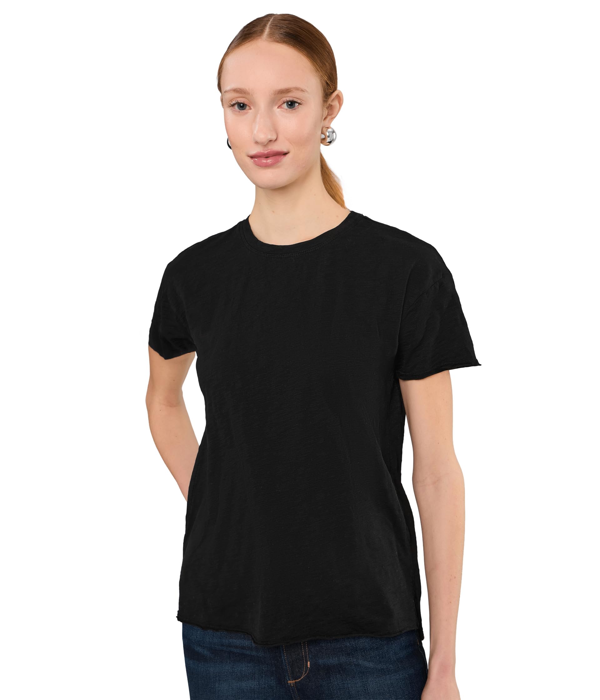 Short Sleeve Step Hem Crew Neck Short Sleeve Tee