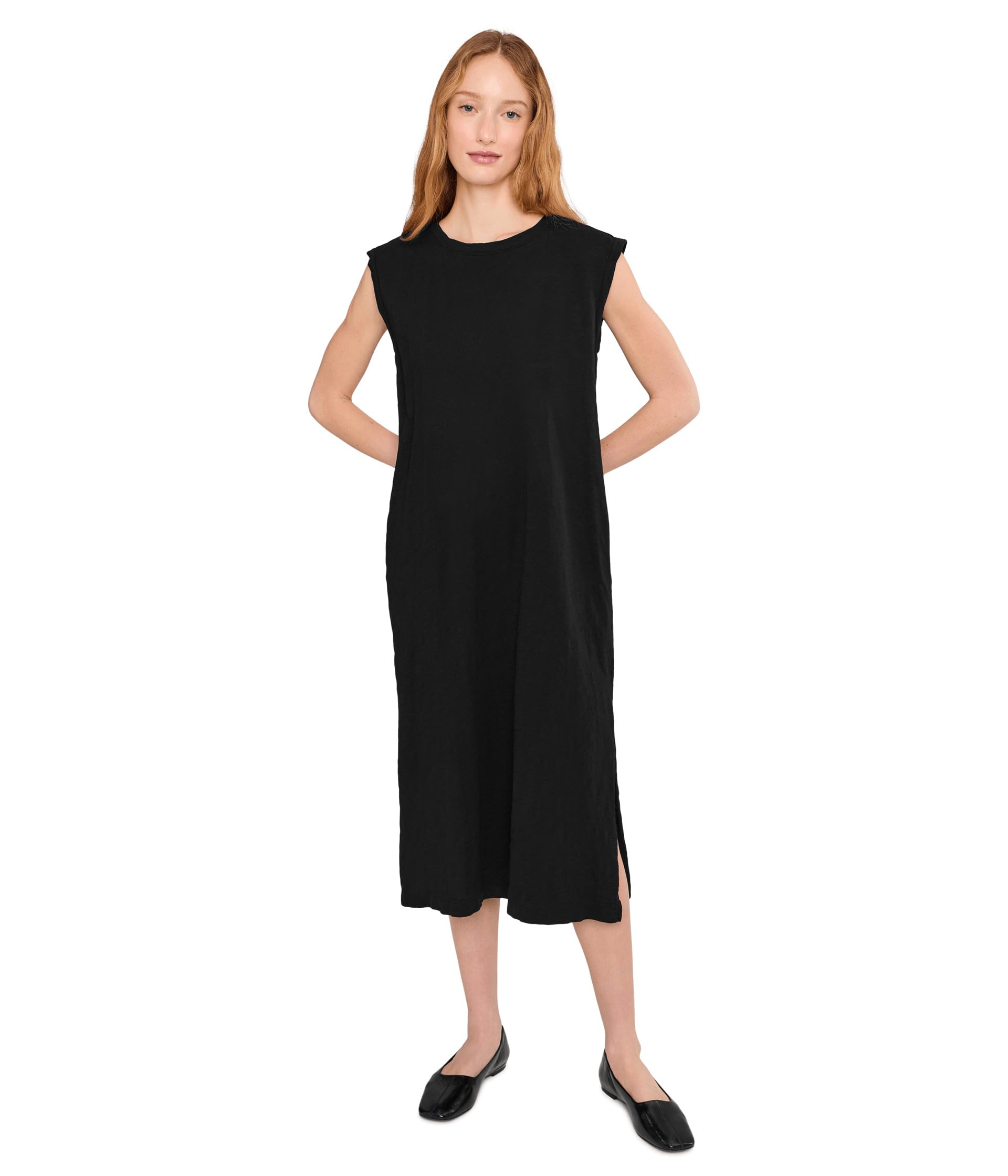 Cap Sleeve Column Dress with Side Slits