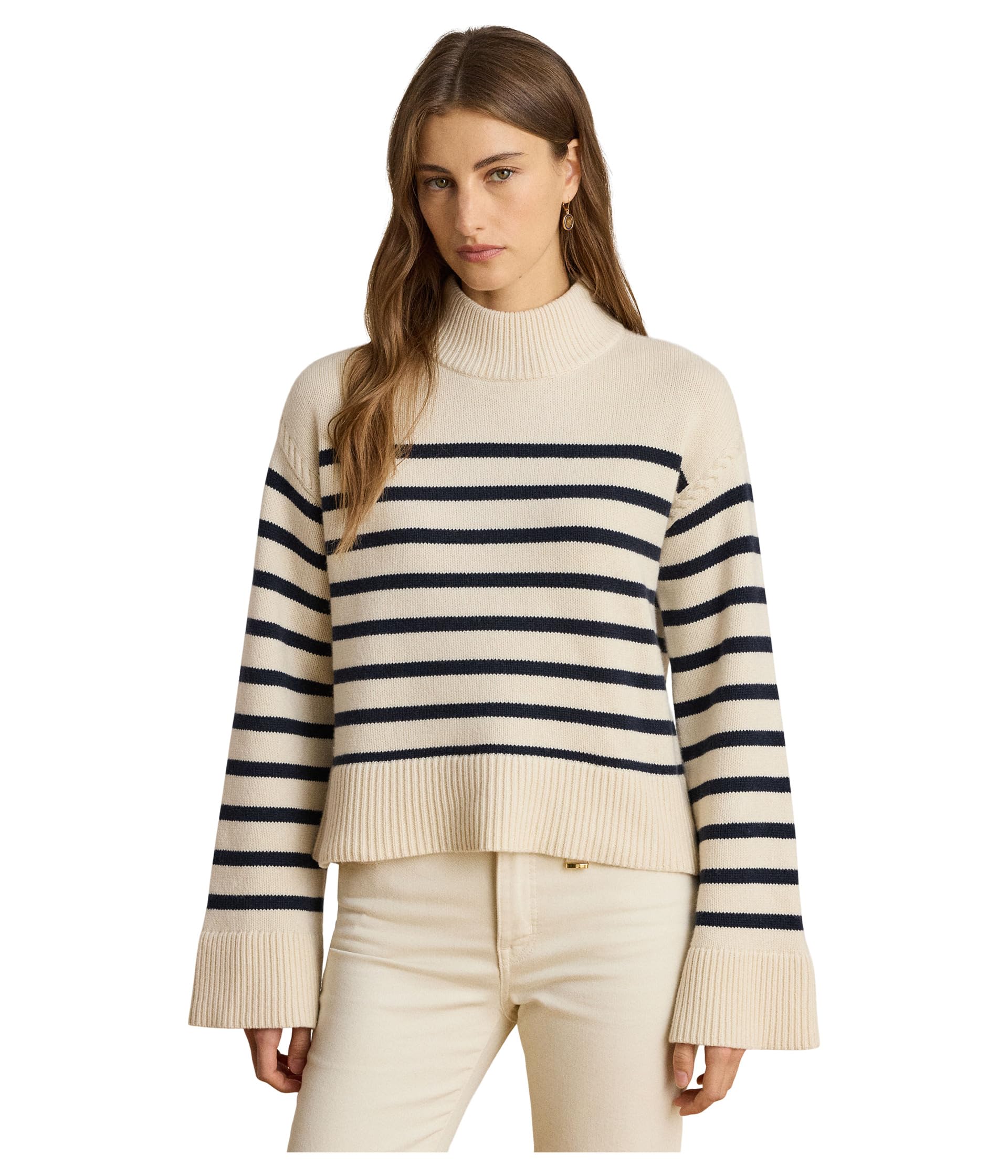 Striped Wool-Blend Mockneck Sweater