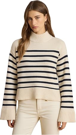 Striped Wool-Blend Mockneck Sweater