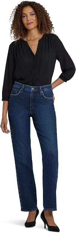 Brooke Loose Straight Rhinestone Jeans in Louvre Sapphire