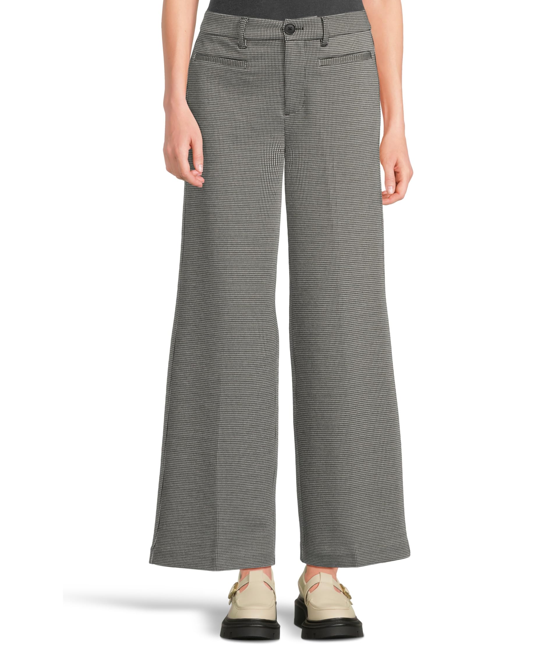 Wide Leg Mid-Rise Trouser w/ Flap Pockets