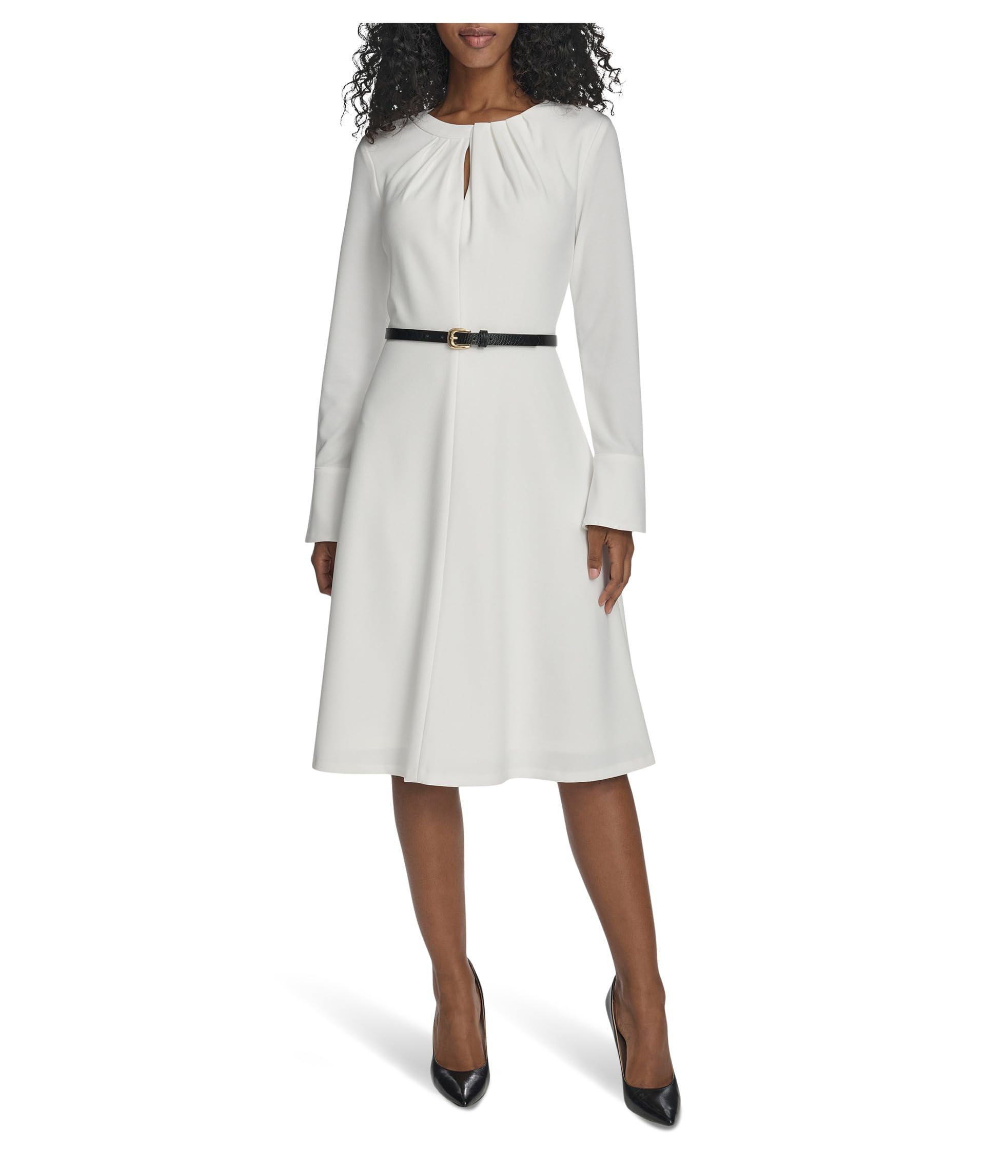 Long Sleeve Scuba Crepe Belted Alne