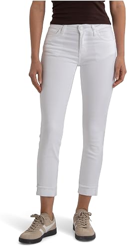 Джинсы KUT from the Kloth Amy Crop Straight Leg Roll-up Fray в Optic White