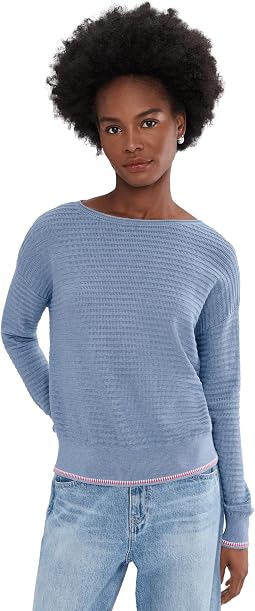 Tipped Hem Wide Neck Sweater