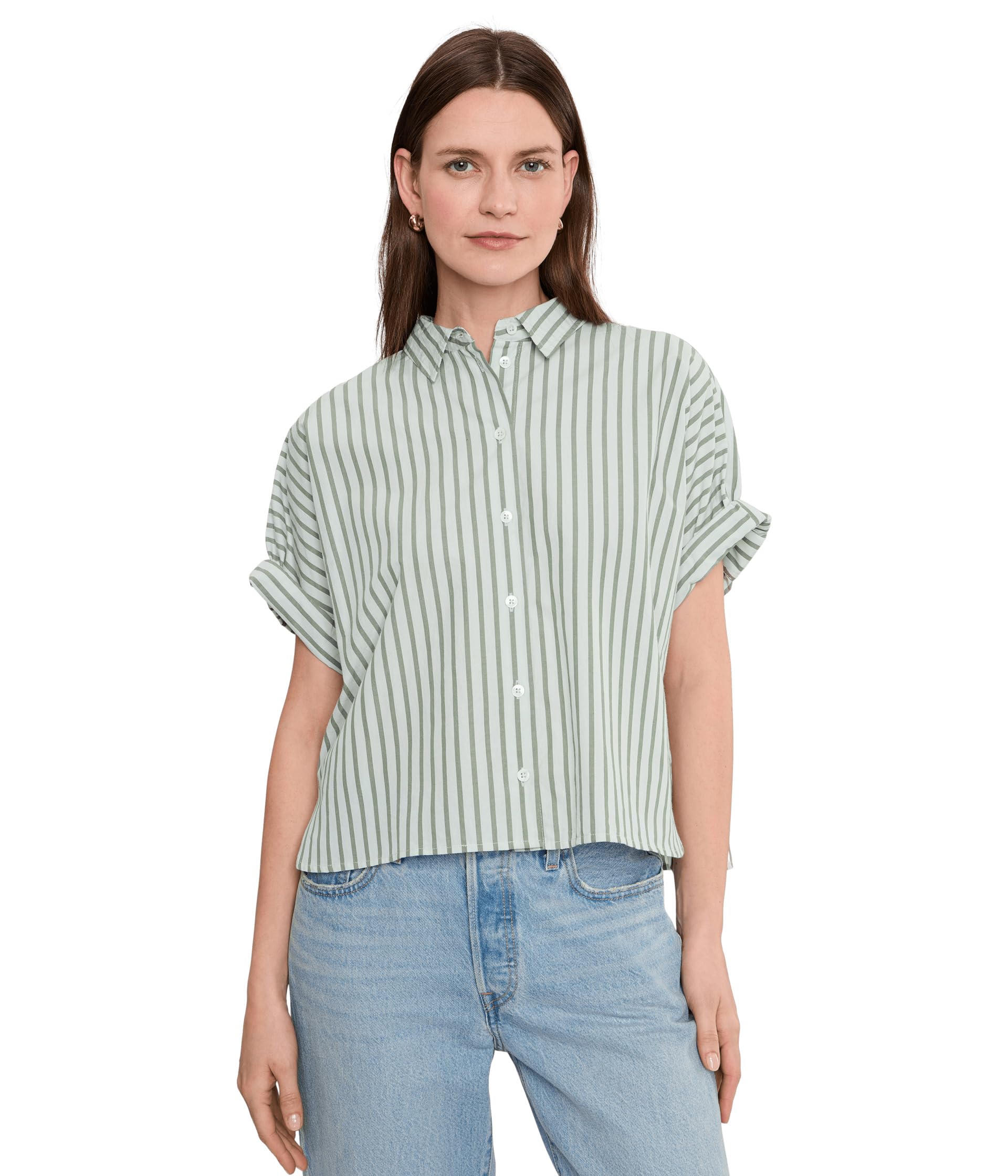 Lilla P Striped Oversized Button Down Dolman Женский