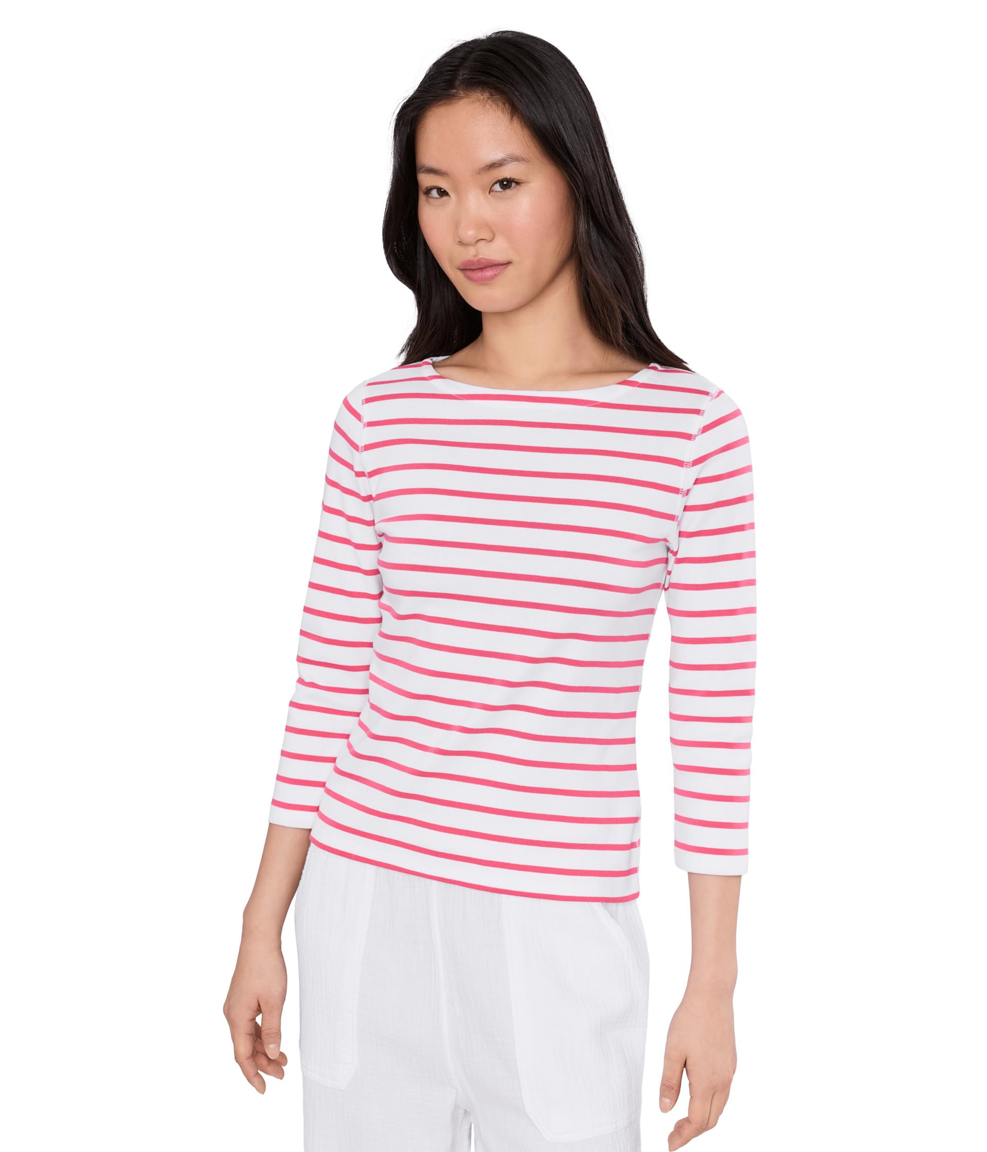 Rib Stripe 3/4 Boatneck