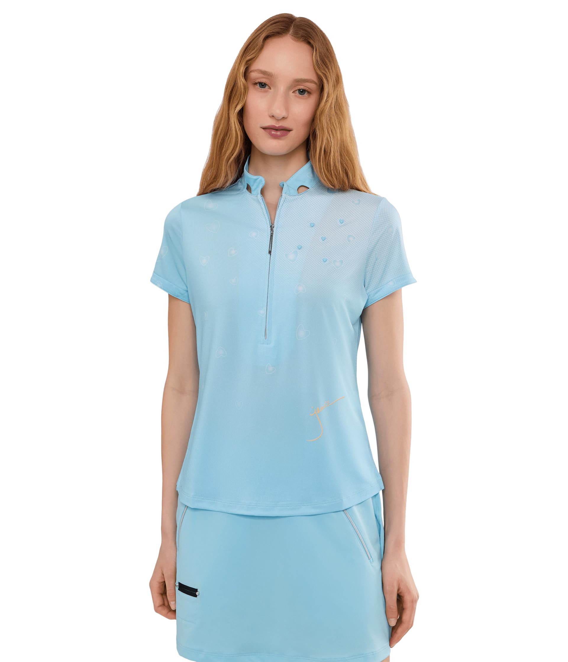 Топ Happy Heart Short Sleeve Zip Neck