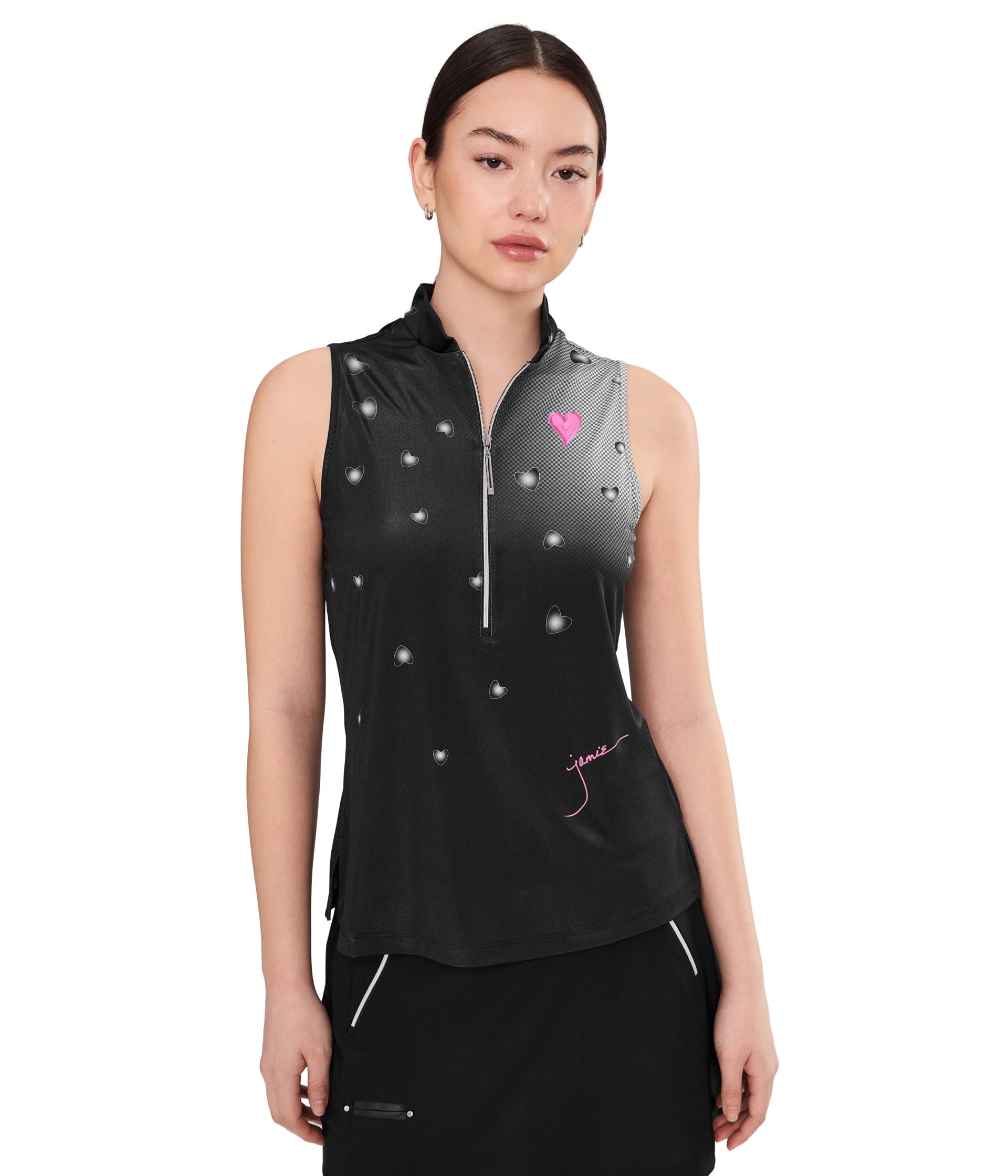 Топ Happy Heart Sleeveless Zip Front с принтом в горошек