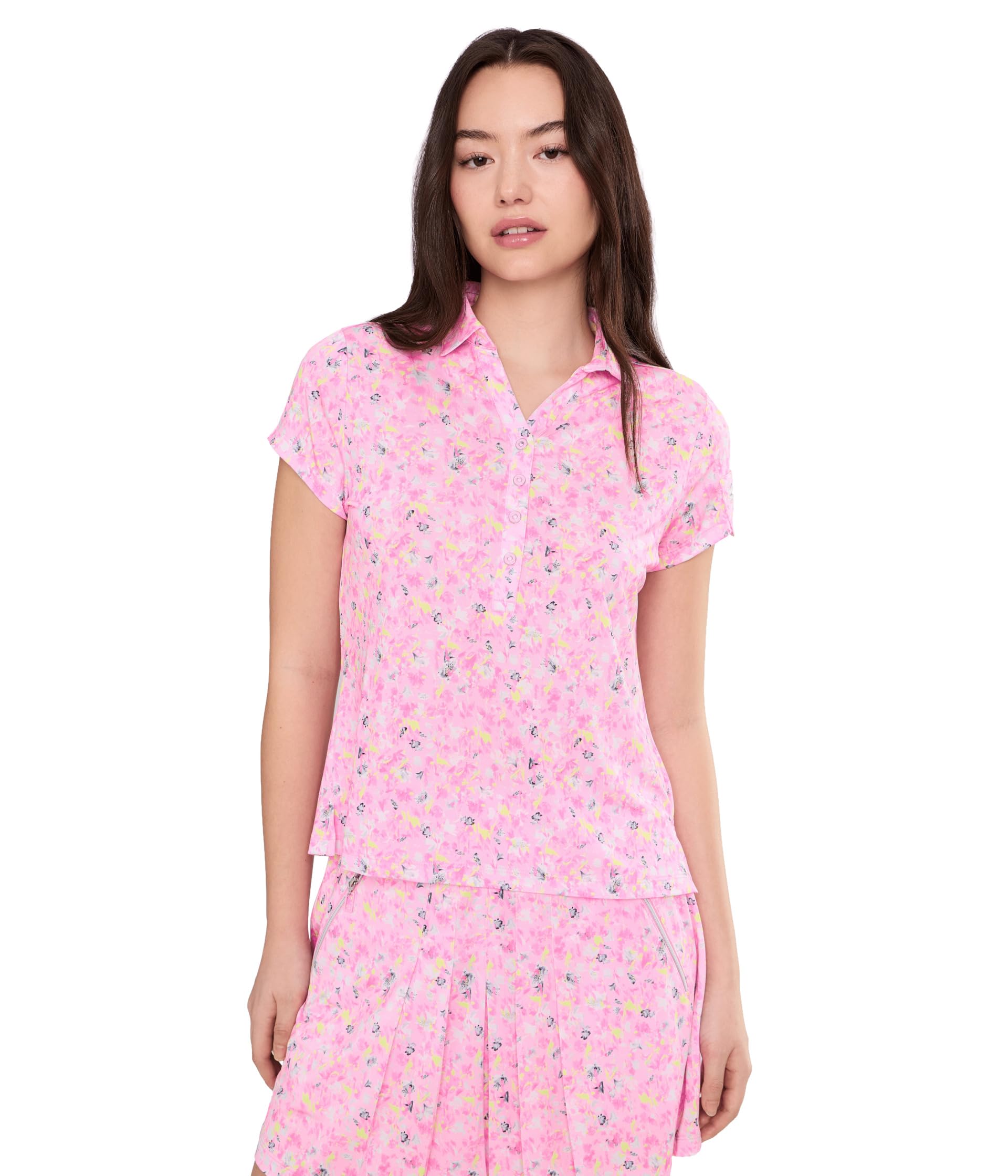 Wildflower Print Crossover V-Neck блузка с коротким рукавом