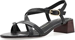 Black Glossy Snake Print Leather