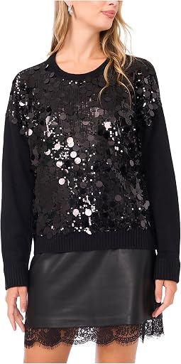 Multi Paillette Crew Neck