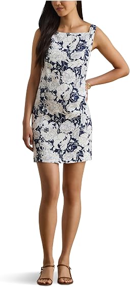 Женское льняное платье без рукавов Floral Linen Sleeveless