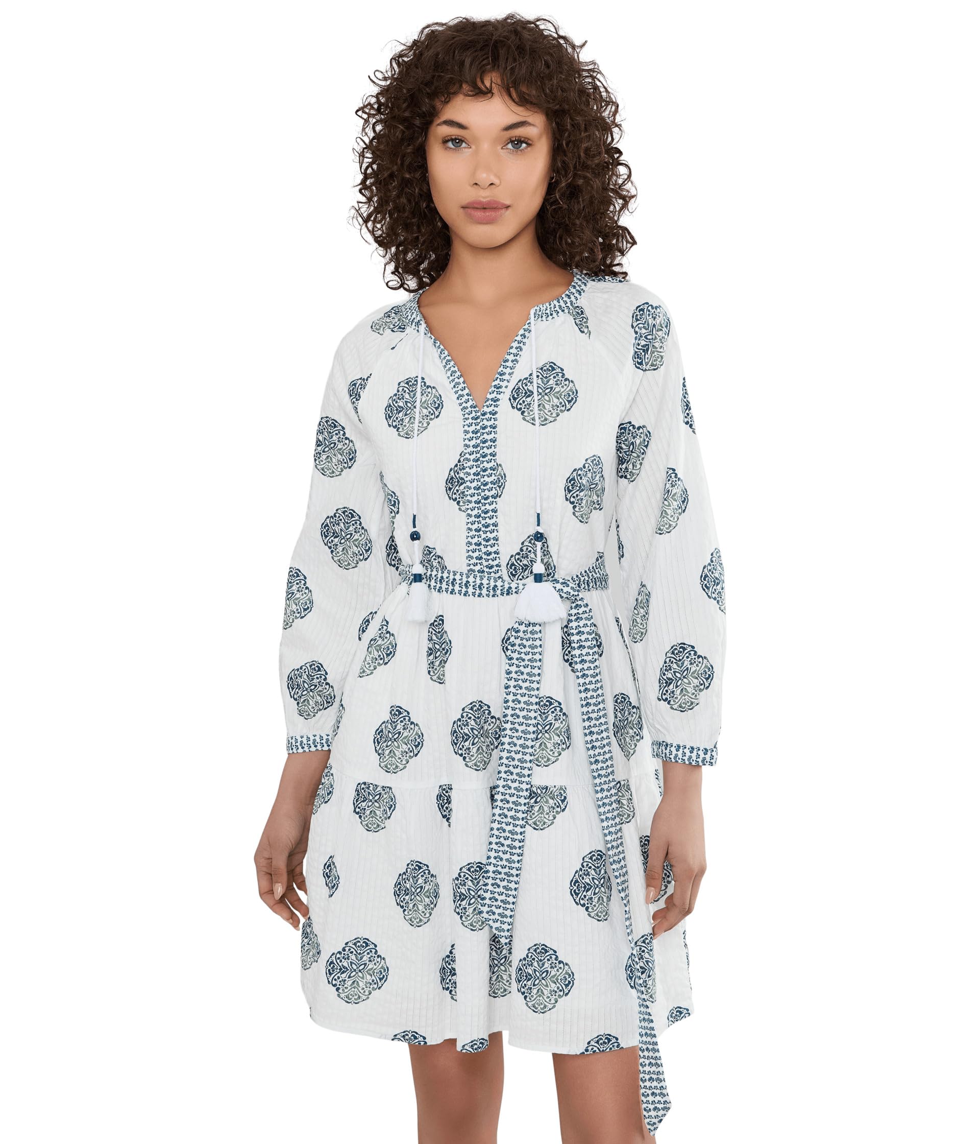 Mosaic Shores Long Sleeve Short Dress