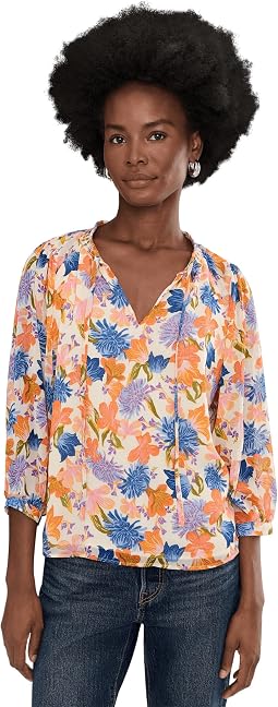 Tie Neck Peasant Sleeve Blouse with Tie