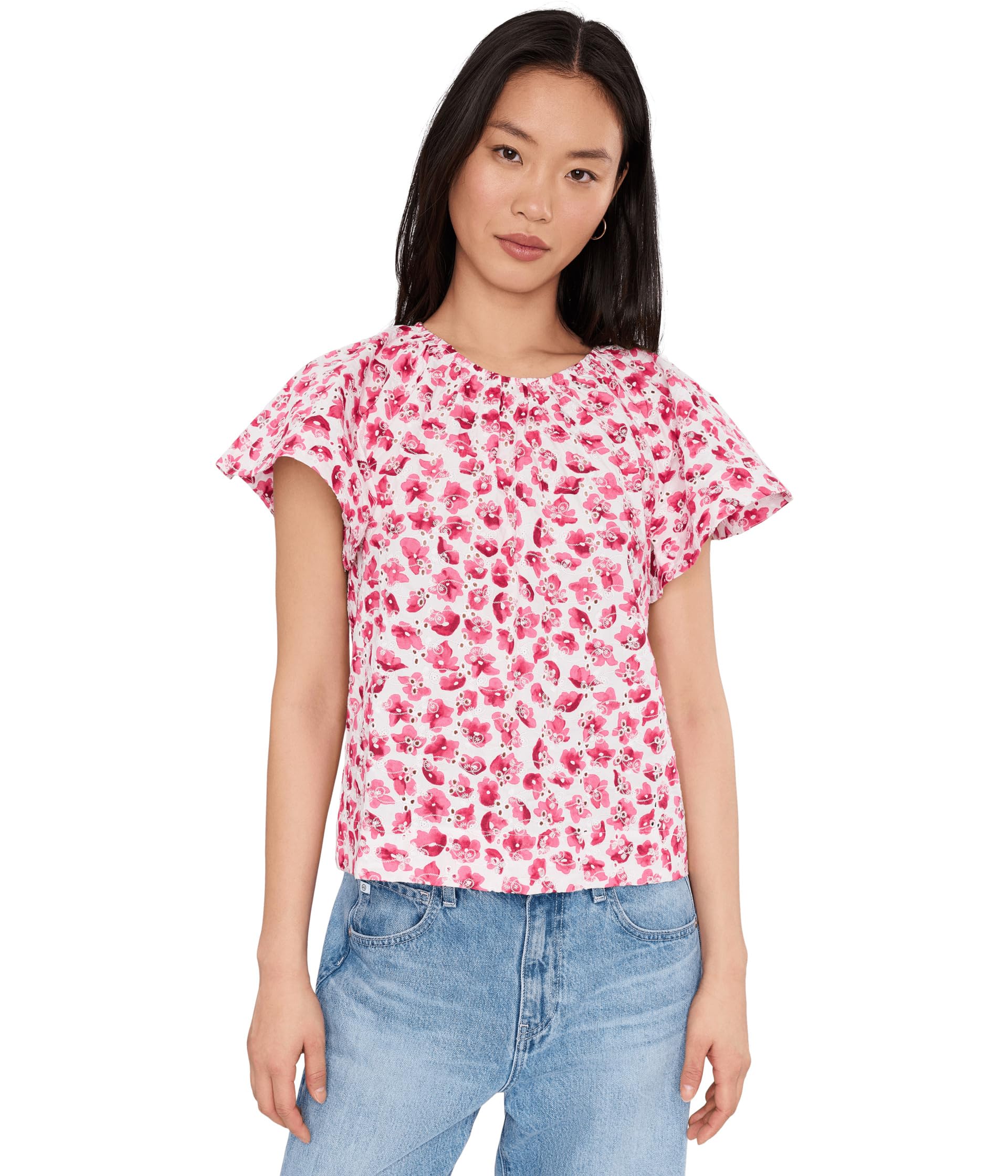 Топ Short Sleeve Front Keyhole Raglan Женский