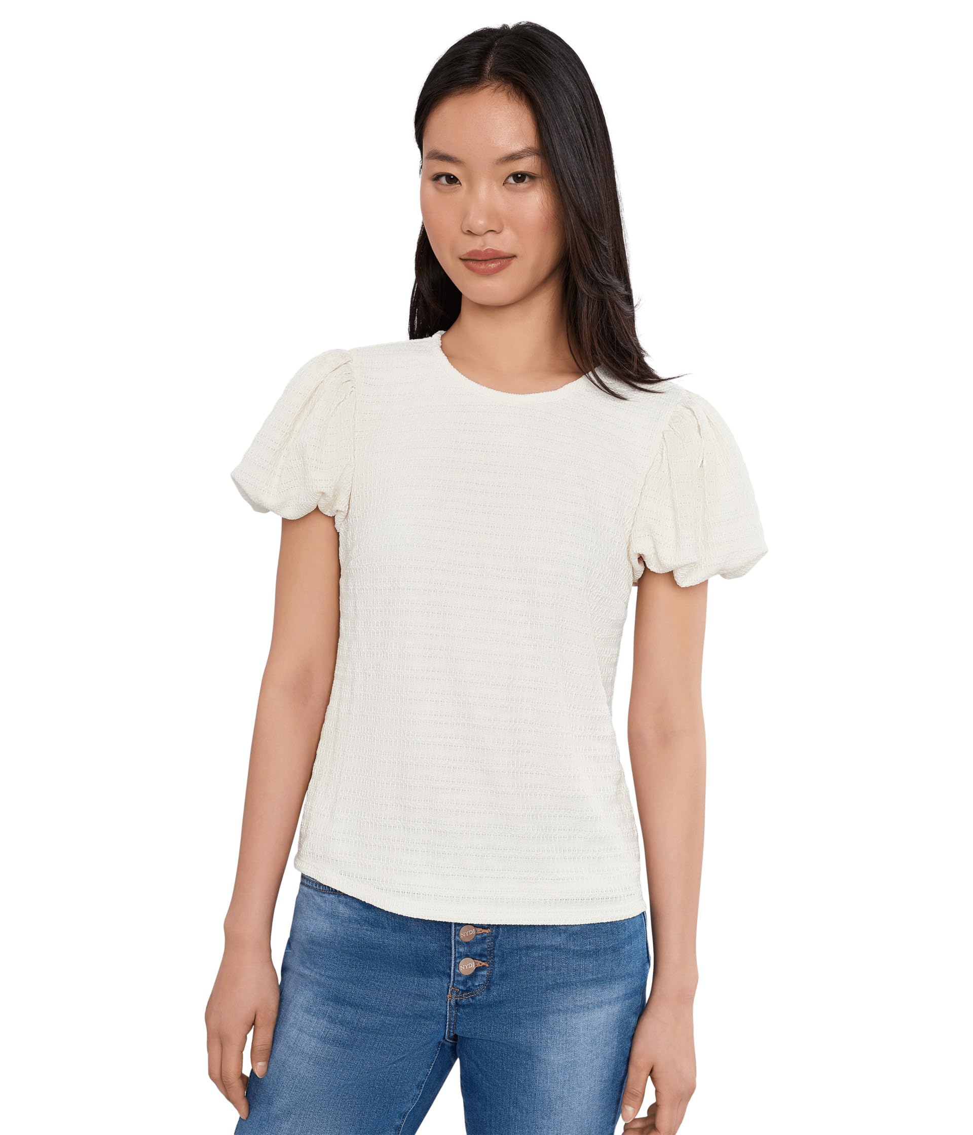 Топ с объемными рукавами Textured Knit Bubble Sleeve