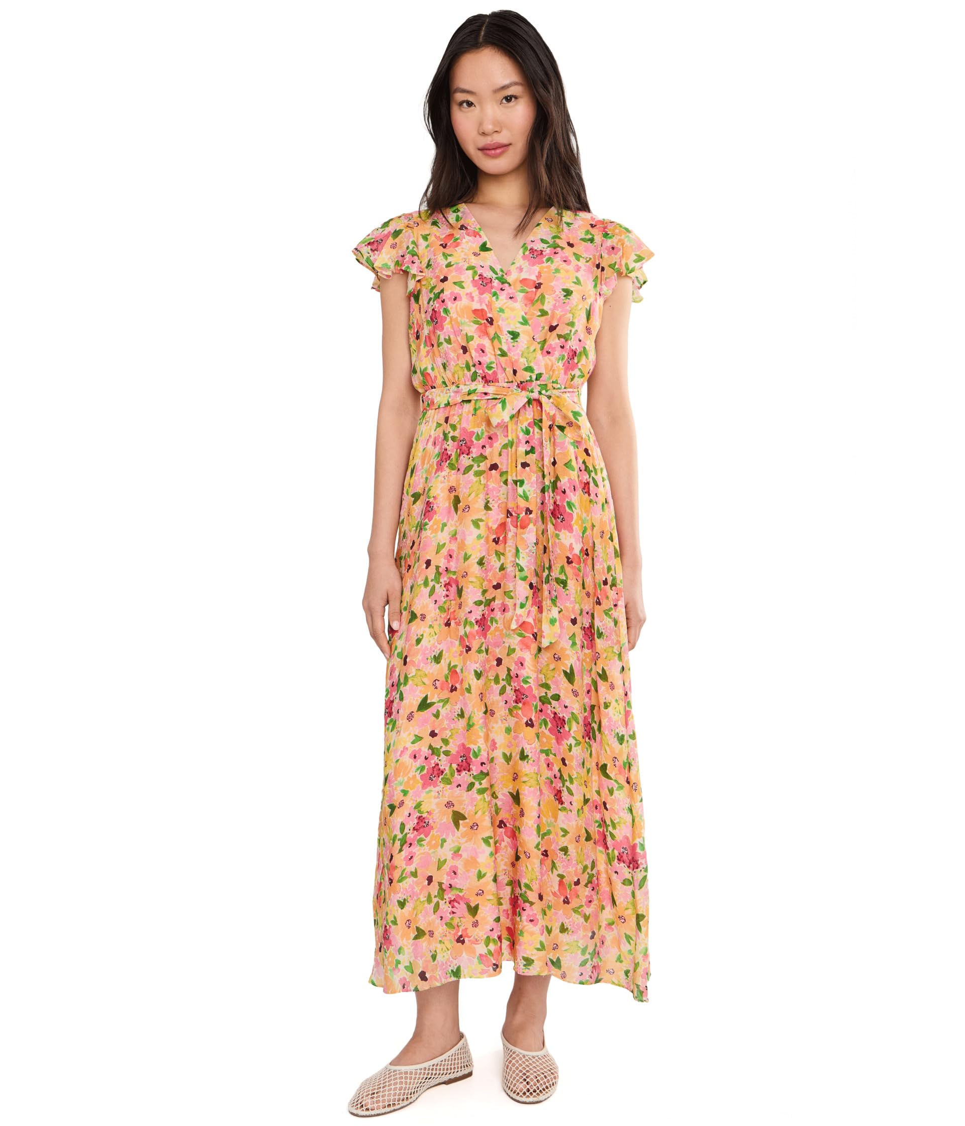 Женское платье CeCe Wrap Front Short Sleeve Midi