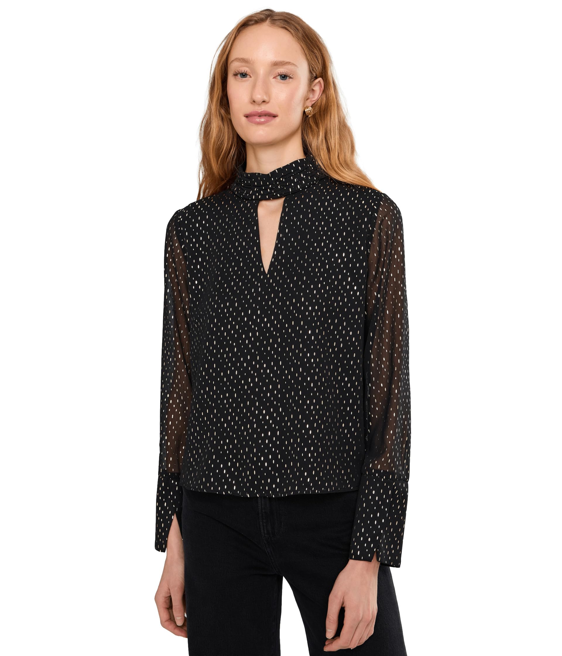 Женский топ Mock Neck Front Keyhole Long Bell Sleeve