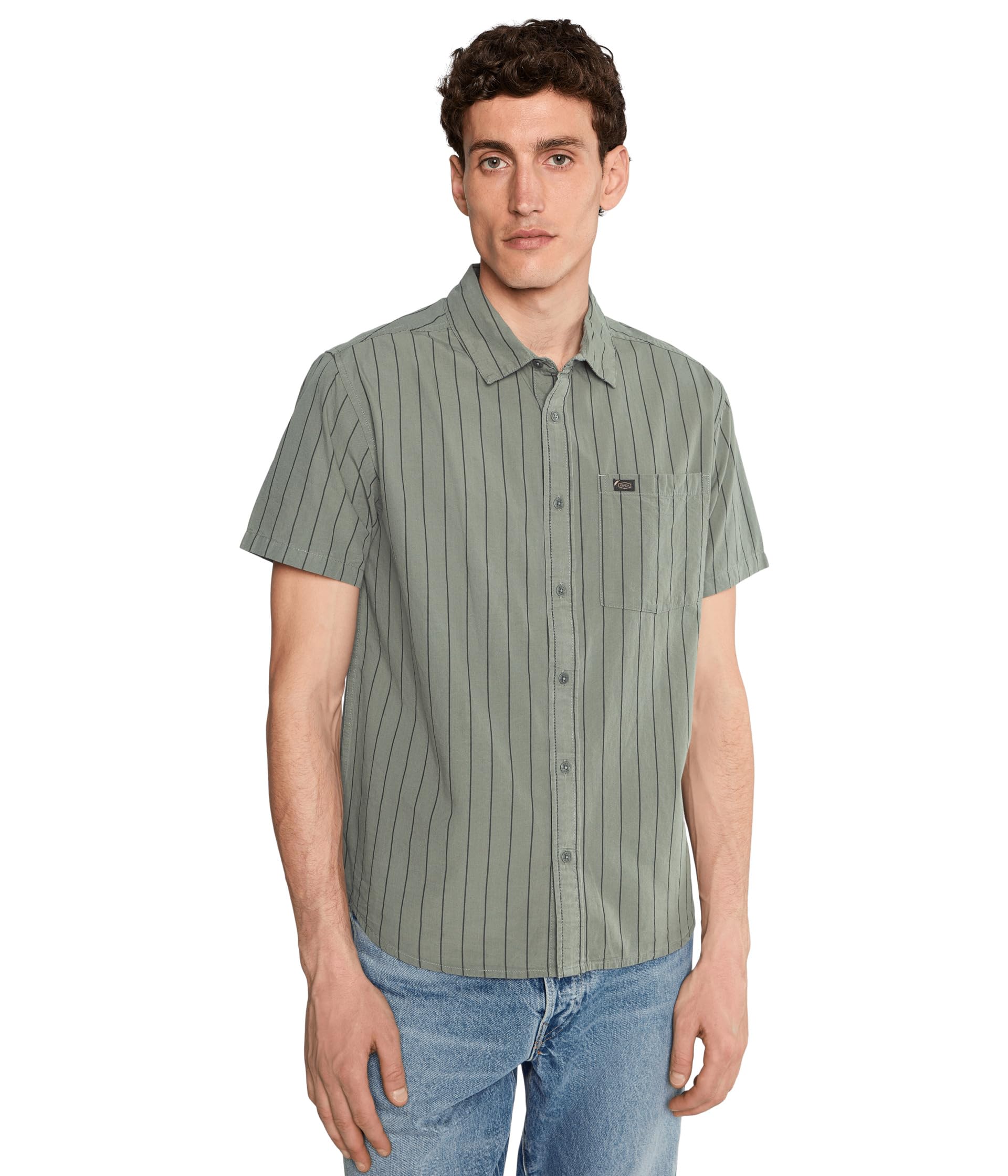 RVCA Dayshift Workwear Stripe Short Sleeve рубашка Мужской