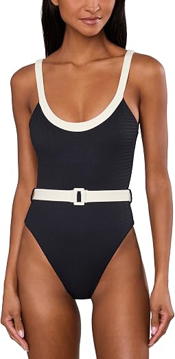 Bandwave Belted Retro Tank One-Piece