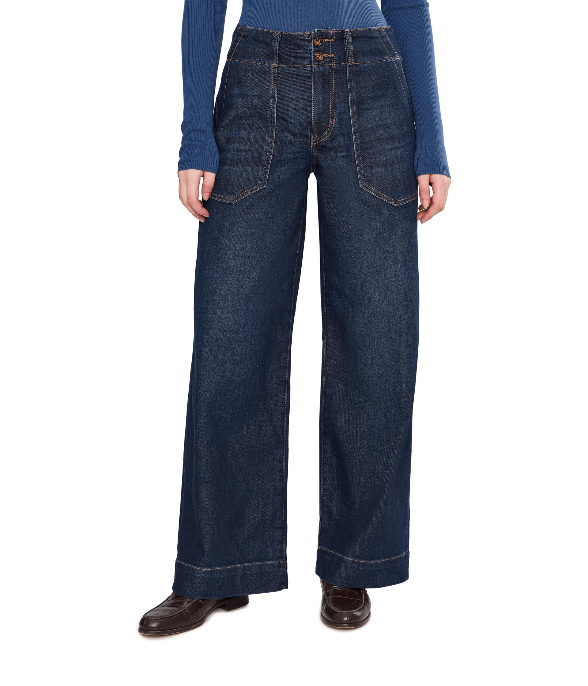 Брюки Mid-Rise Patch Pocket Wide Leg Double Button