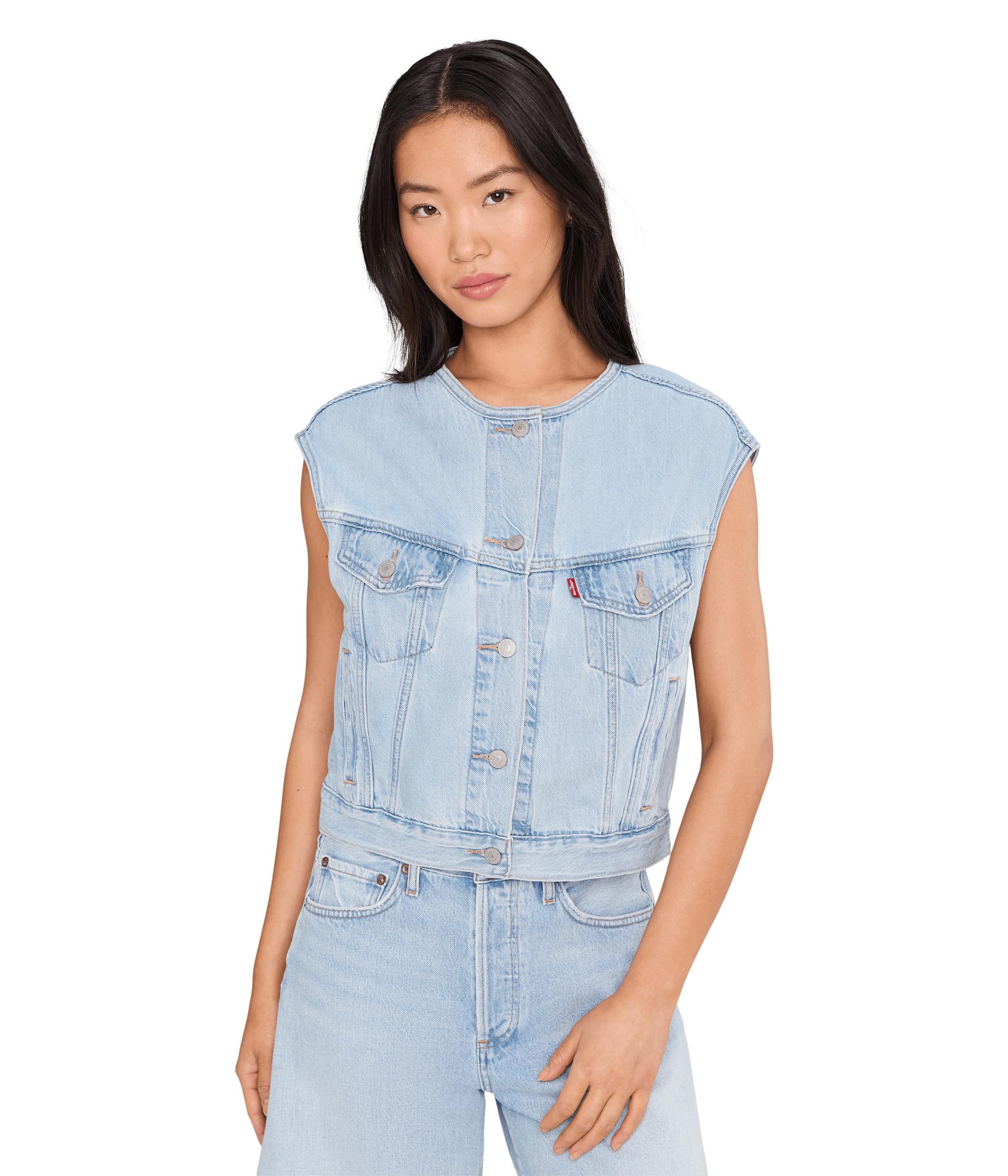 Collarless Shrunken 90s Vest