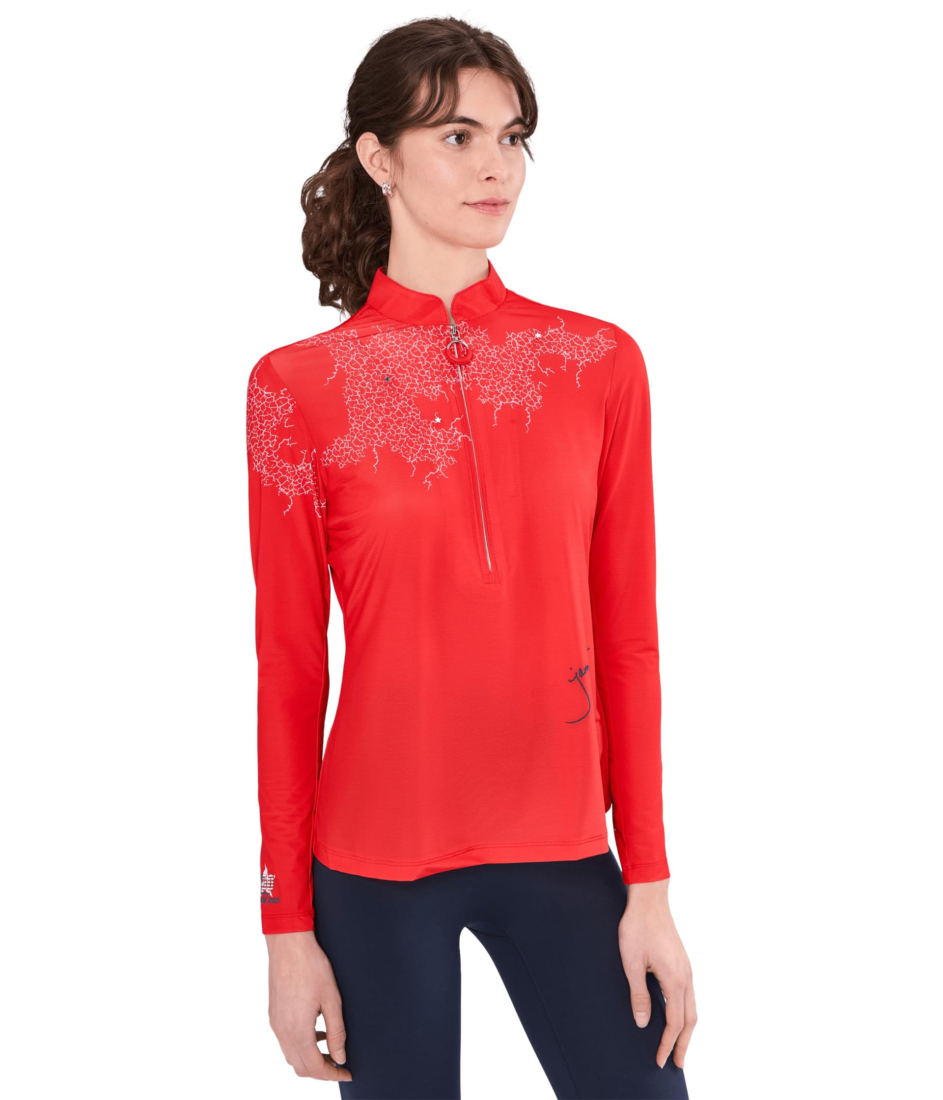 Sunsense Mesh Mock Neck 1/4 Zip Long Sleeve Top