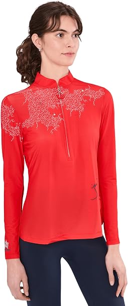 Sunsense Mesh Mock Neck 1/4 Zip Long Sleeve Top