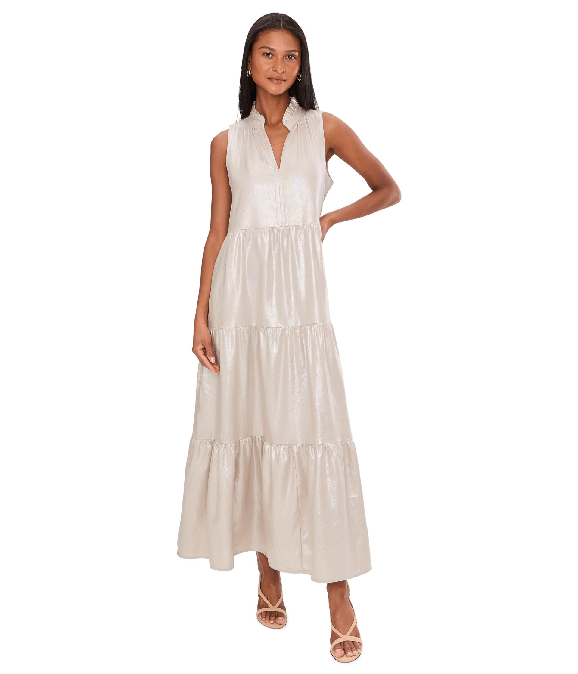 Sleeveless tiered ruffle maxi с smocked waist