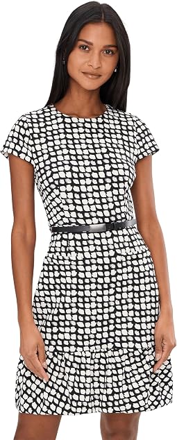 Short Sleeve Belted Bubble Aline