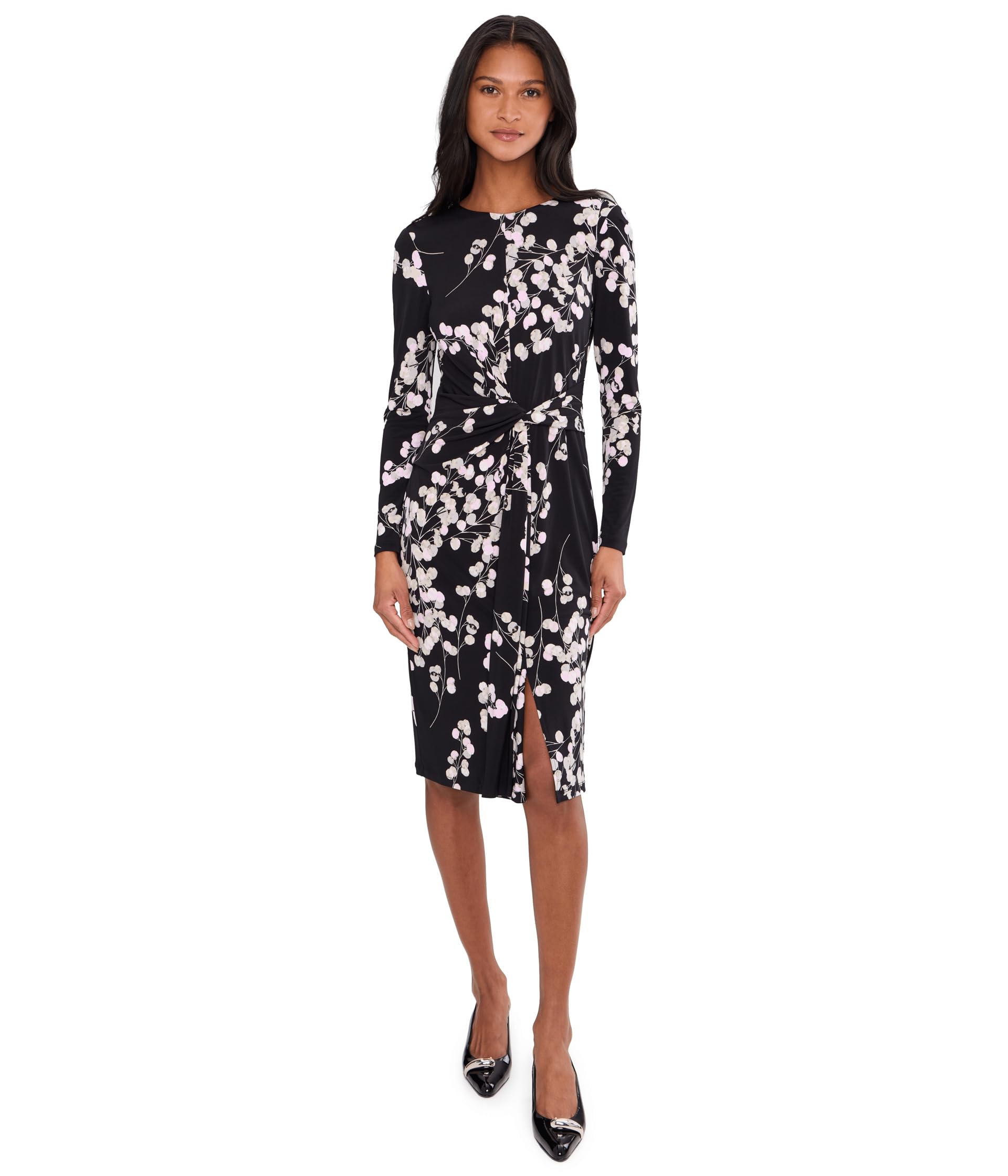 Женское платье Long Sleeve Matte Jersey Floral Aline
