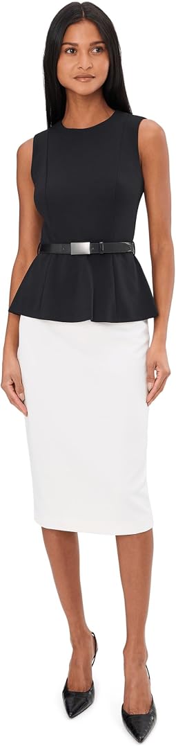 Женское платье Sleevless Color-Block Belted Midi