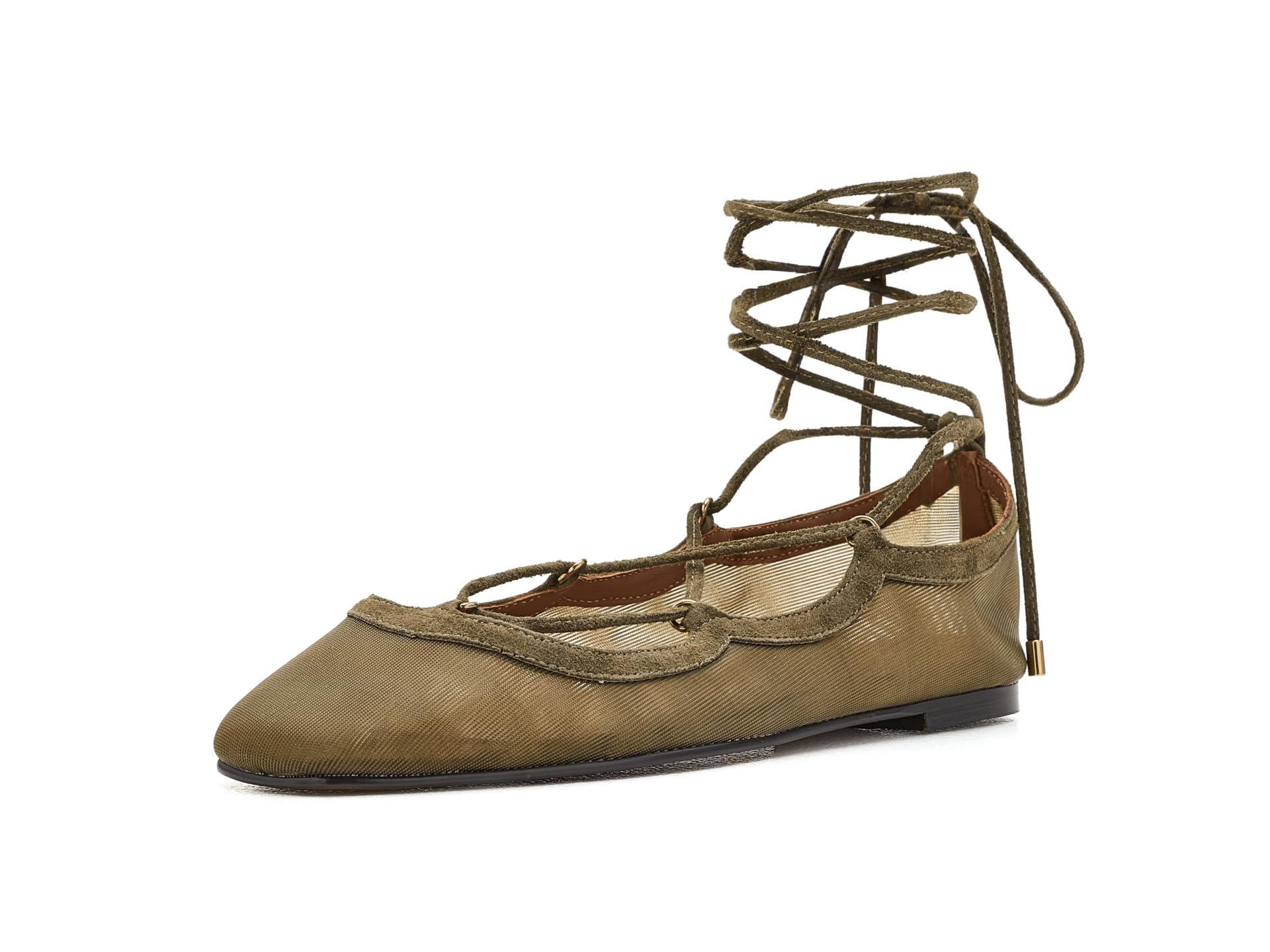 The Greta Lace-Up Ballet Flat in Mesh