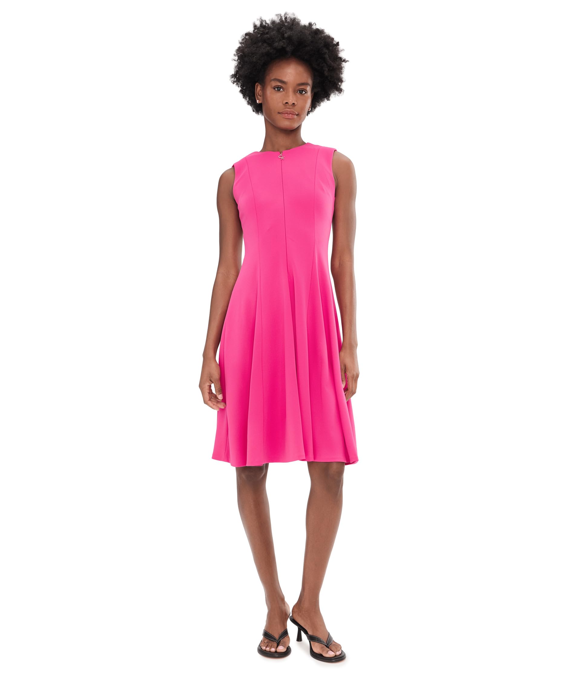 Sleeveless Scoop Zipper Neck Aline