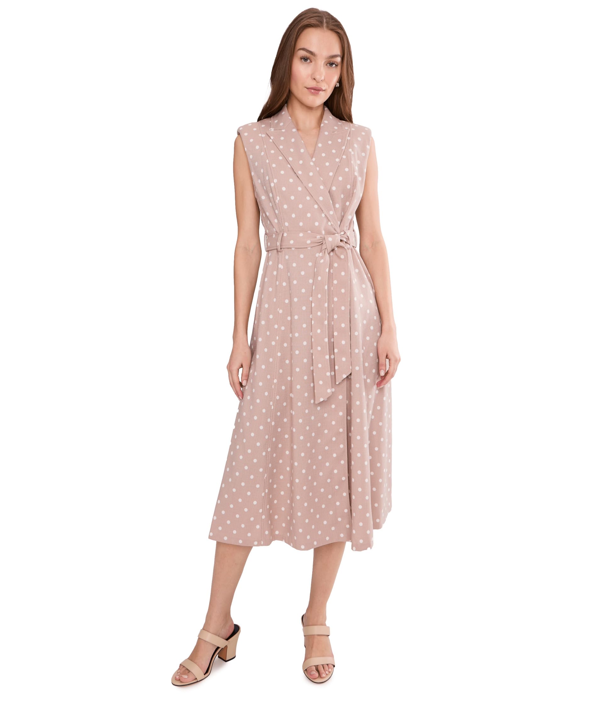 Sleeveless Linen Polka Dot Jacket Dress