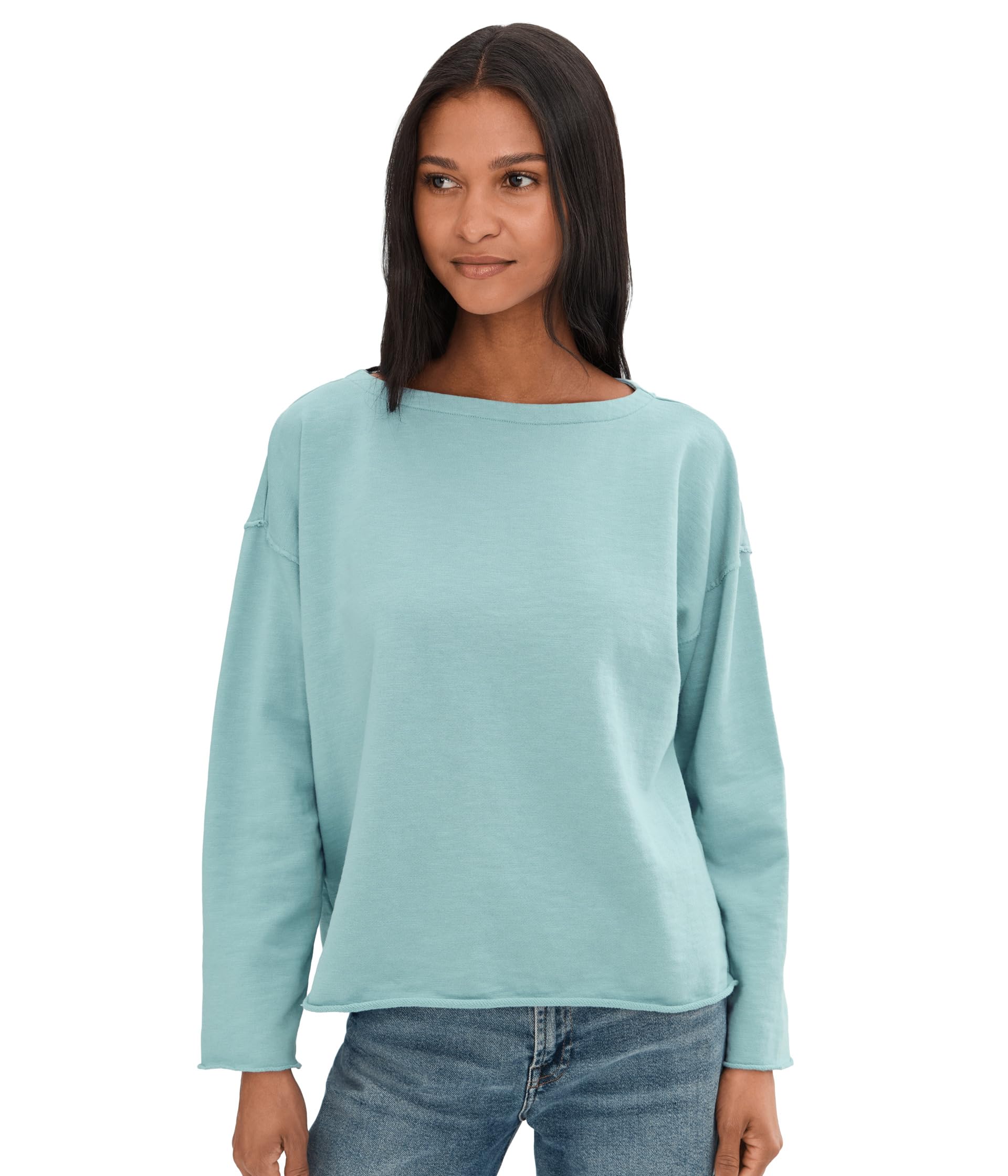 Garment Dyed Terry Bateau Neck Boxy Top