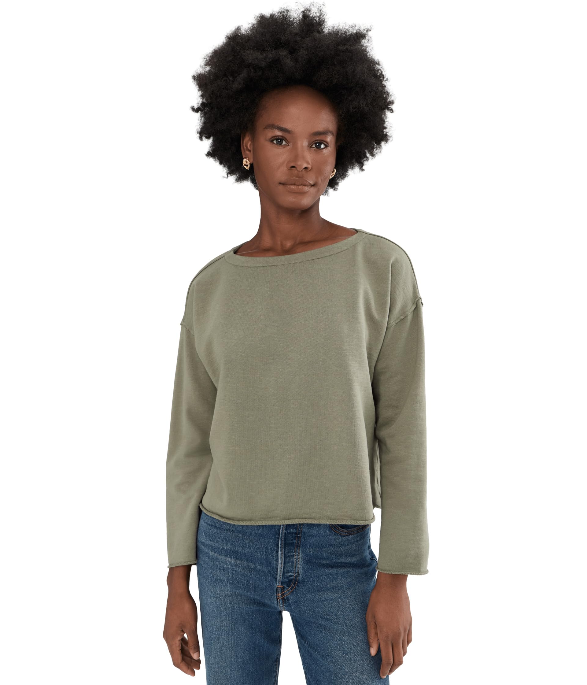 Укороченный топ Petite Garment Dyed Terry Bateau Neck Boxy Top