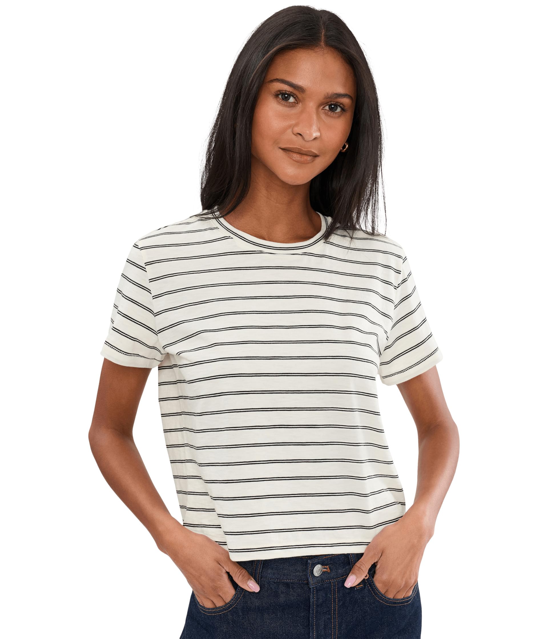 Madewell Женский топ Bella Slub Tee Stripe
