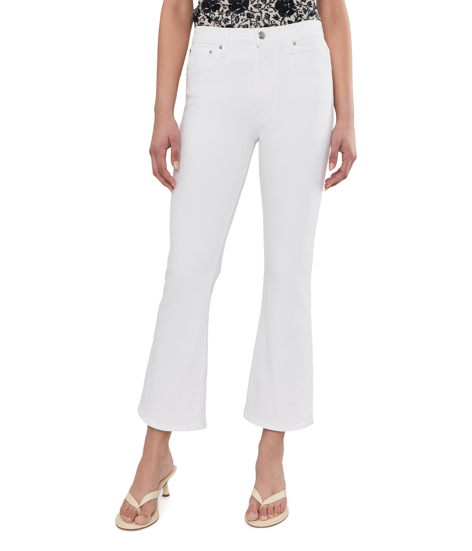 The Stretch Flare Crop Jean in Tile White