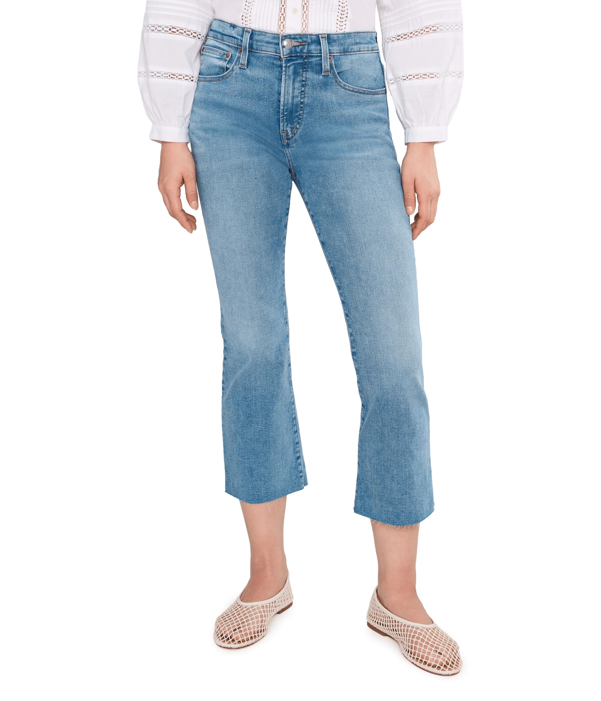 Джинсы The Short Stretch Flare Crop в цвете Coastal Blue