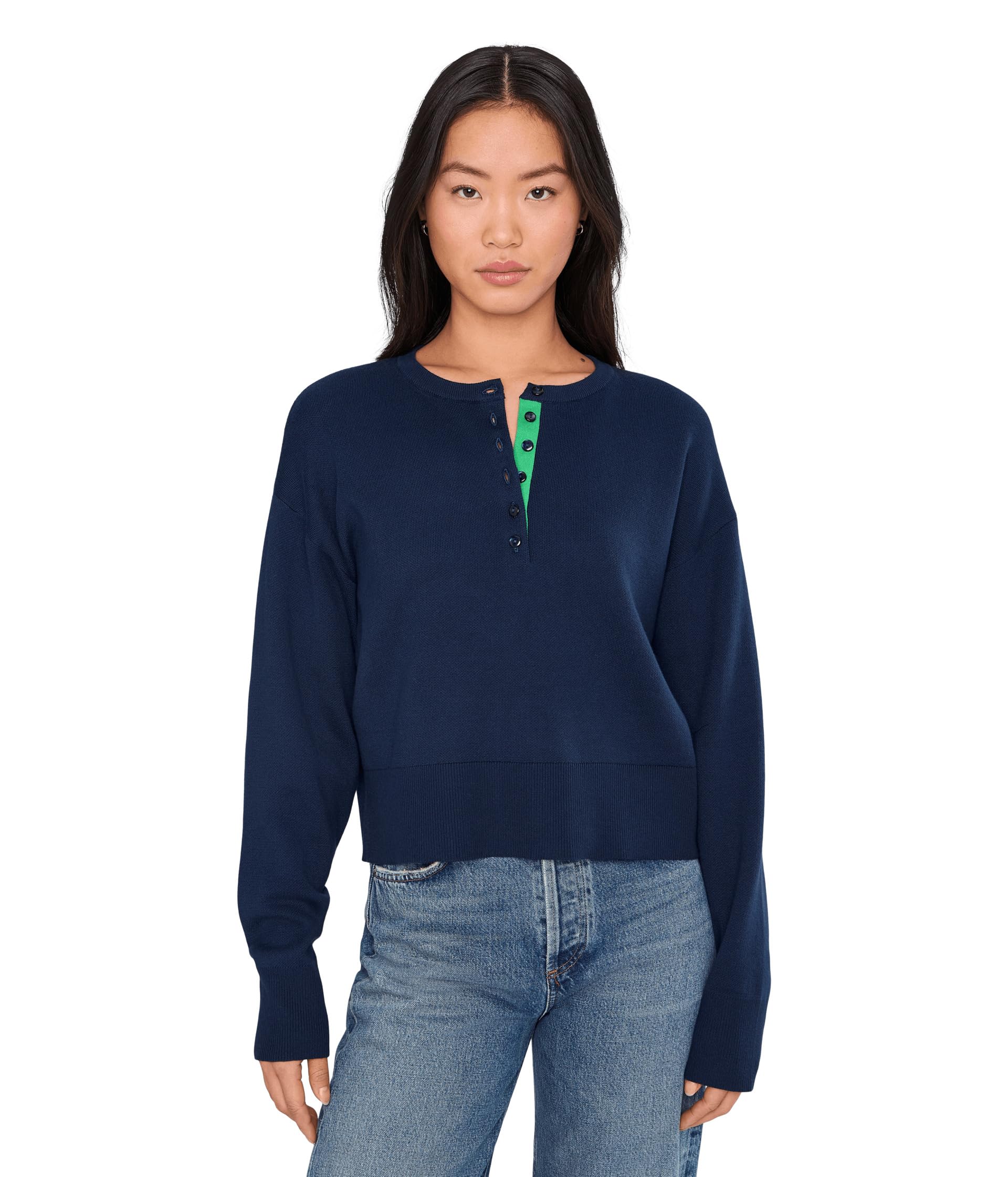 Женский джемпер Genevieve Solid Drop Shoulder Henley