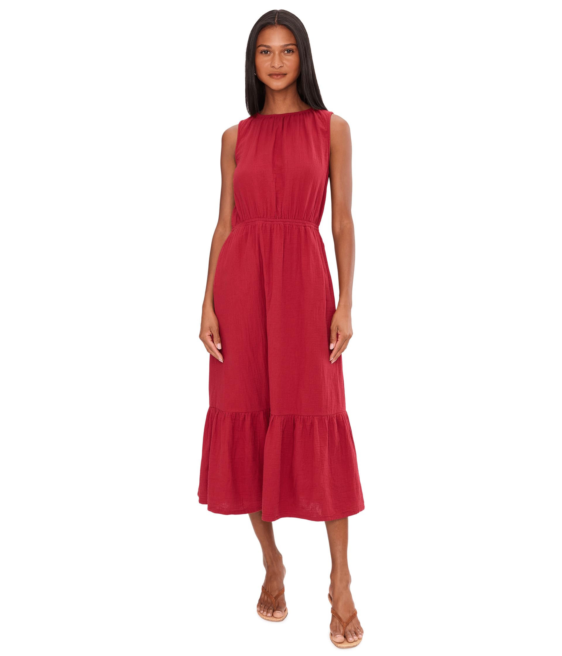Coastal Double Gauze Tiered Midi Dress
