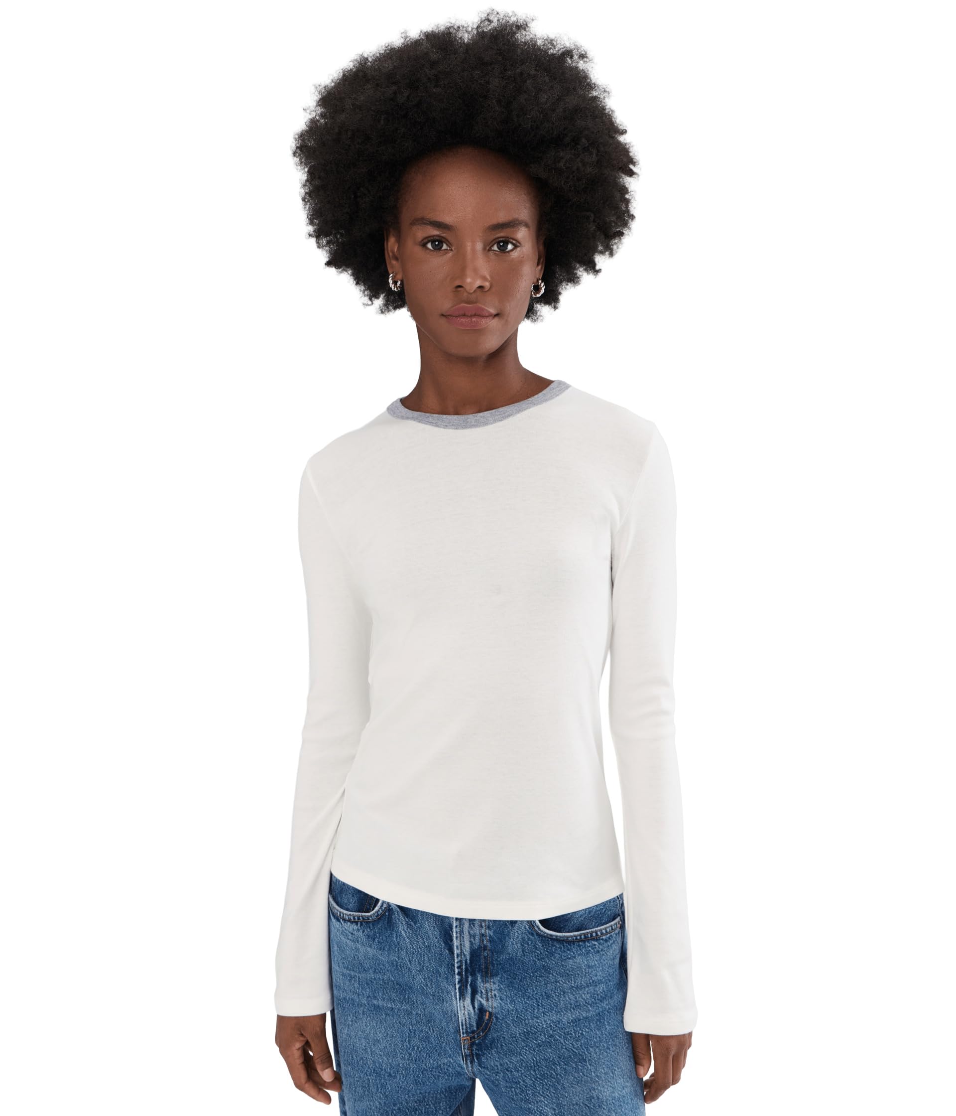 Heather Tipped Long Sleeve Crew